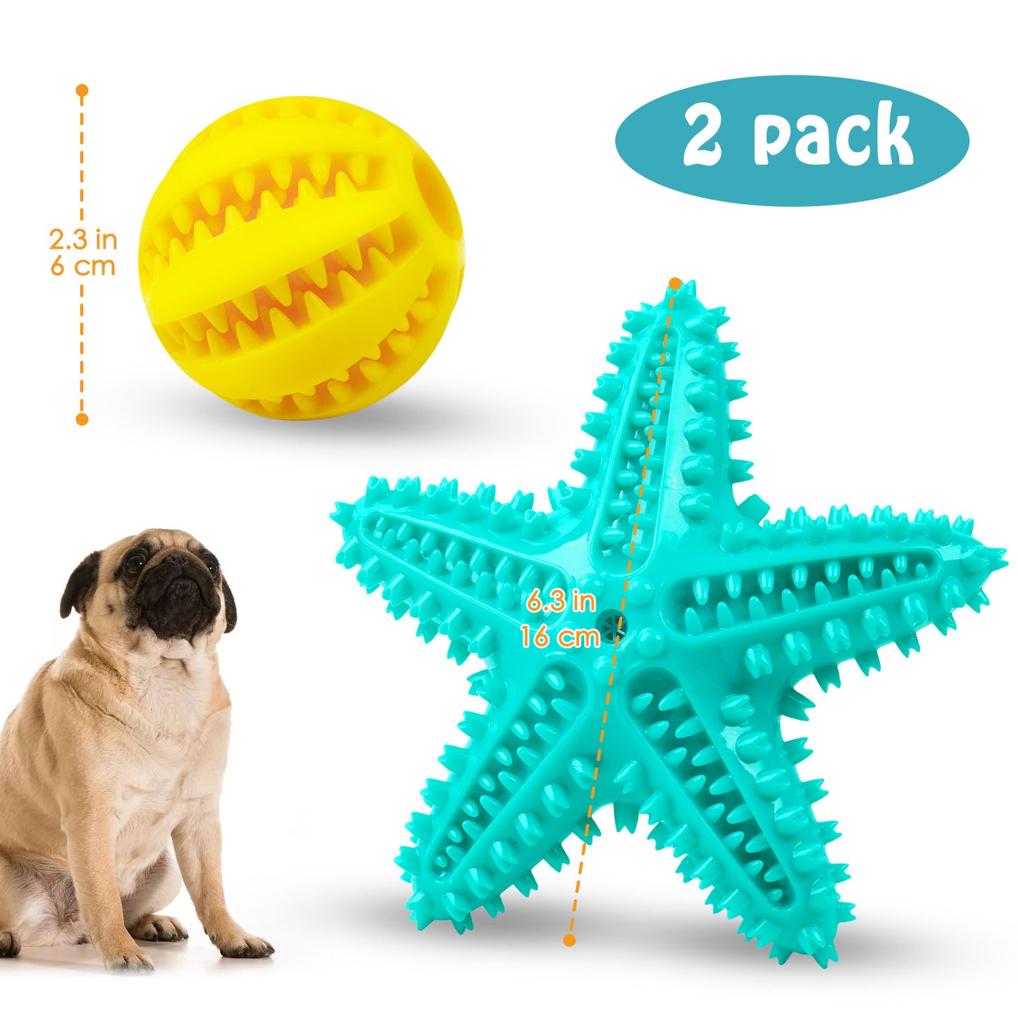 Dog Toy 2-In-1 Squeaky Starfish Chew Watermelon Treat Clean Teeth Massage Gums