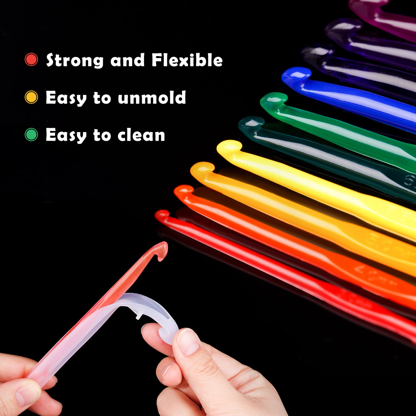 Crochet Hook Set Epoxy Resin DIY Casting Silicone Mold Kit 3-10mm 10 Sizes Han