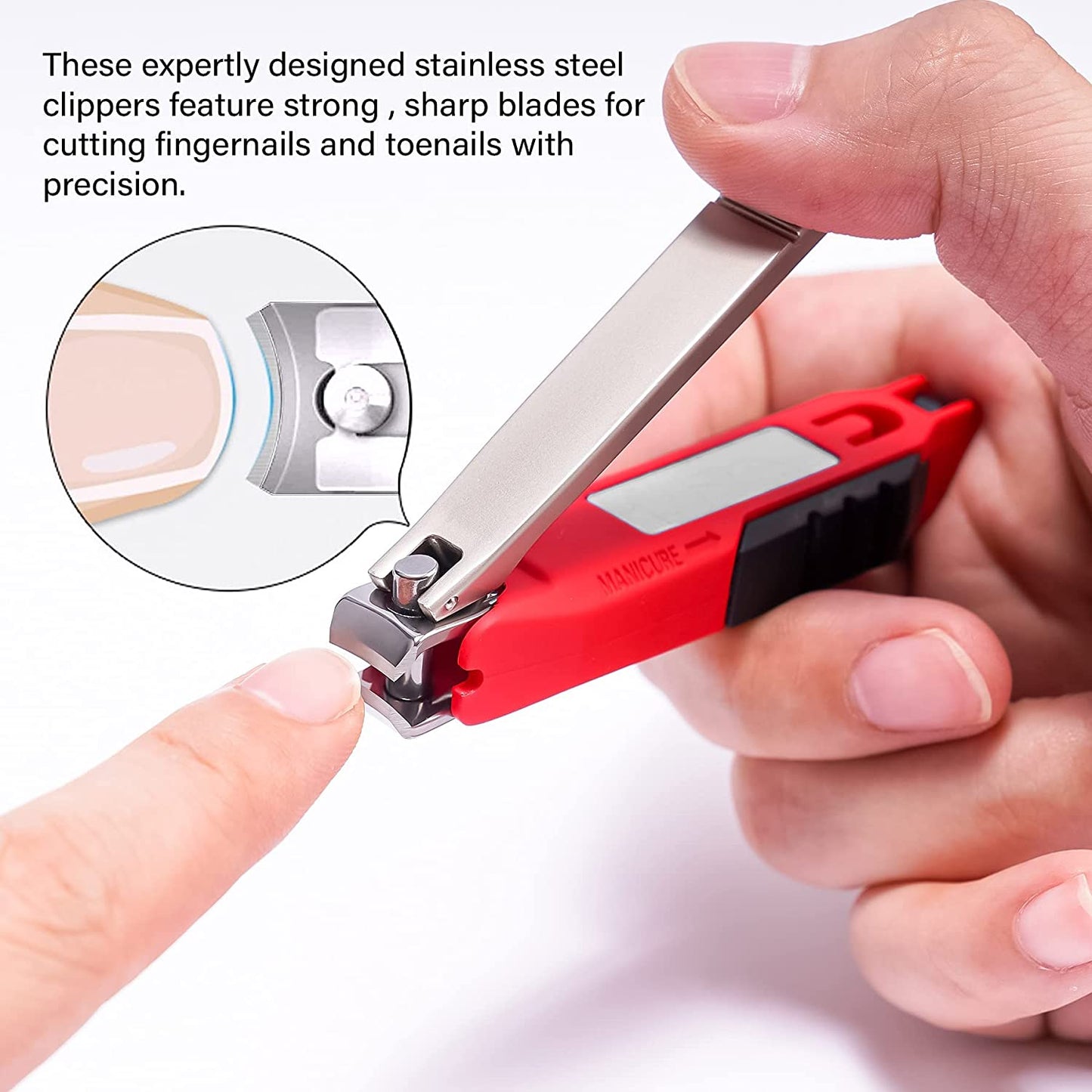 Nail Clipper 6-In-1 Nail Cleaner Cuticle Pusher Splash Proof Catcher Iron Case