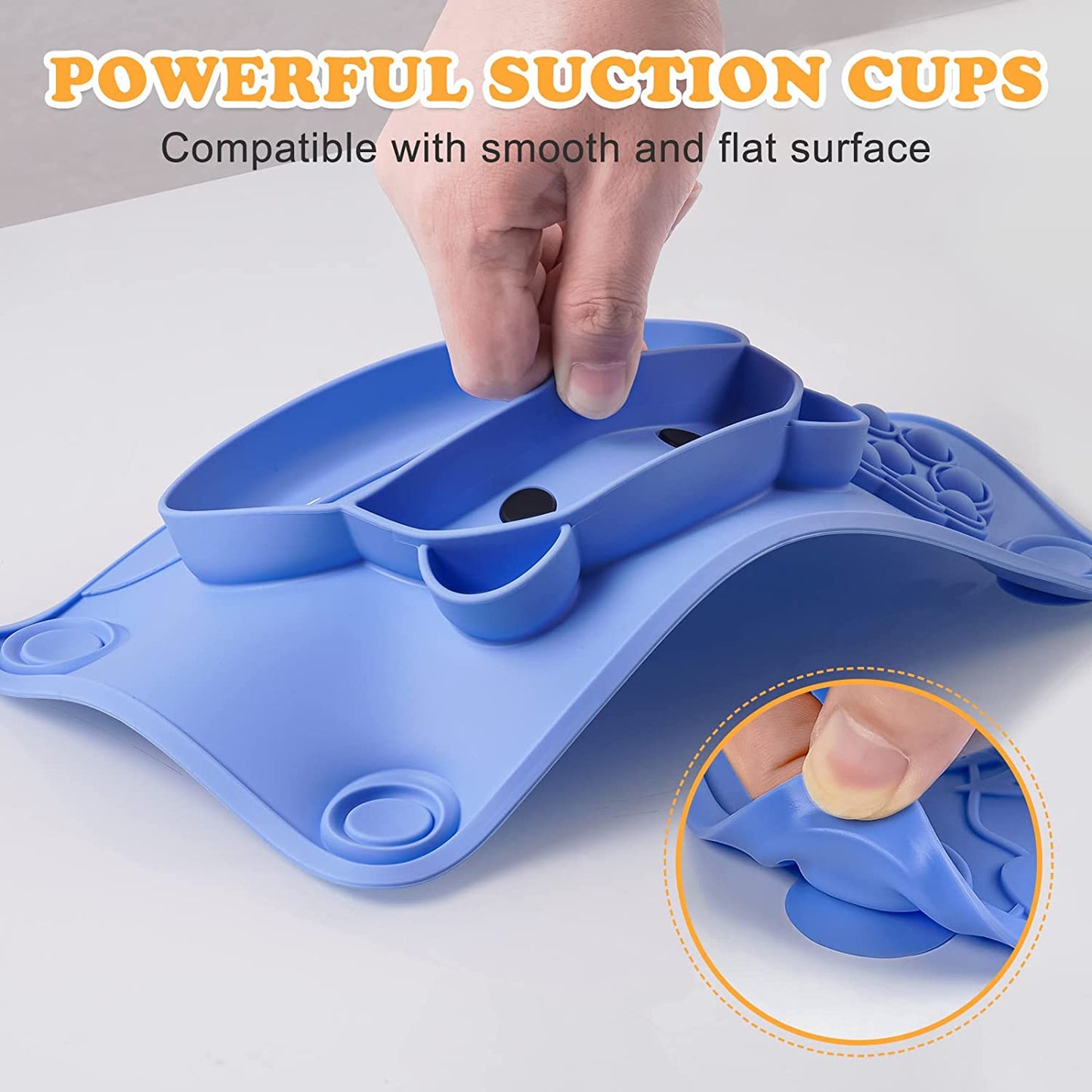 Toddler Food Grade Silicone Suction Plates for Baby Pop It Divided Placemat Dish