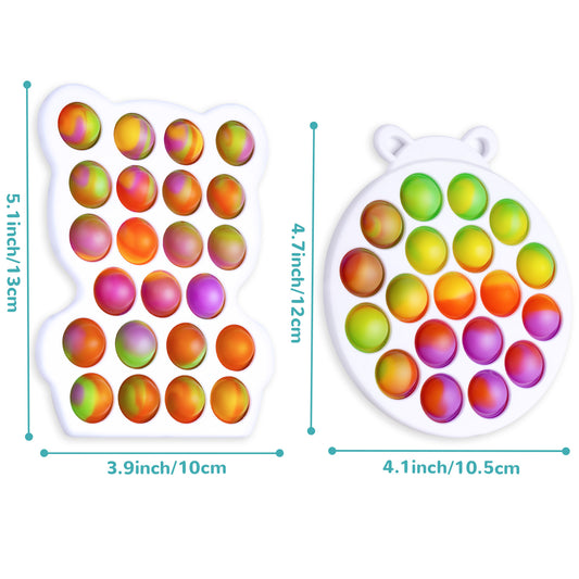 2PCS Bubble Fidget Sensory Toys, Multicolor Push Pop Bubble Fidget Stress Redu