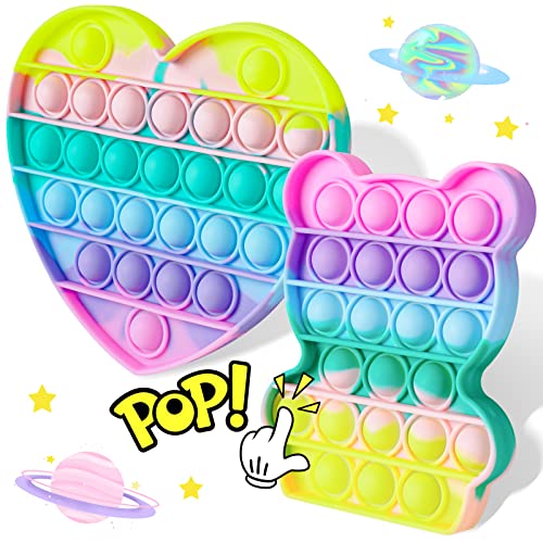 2PCS Bubble Pop Sensory Fidget Toy Set Large Size Silicone Push Popper Stress