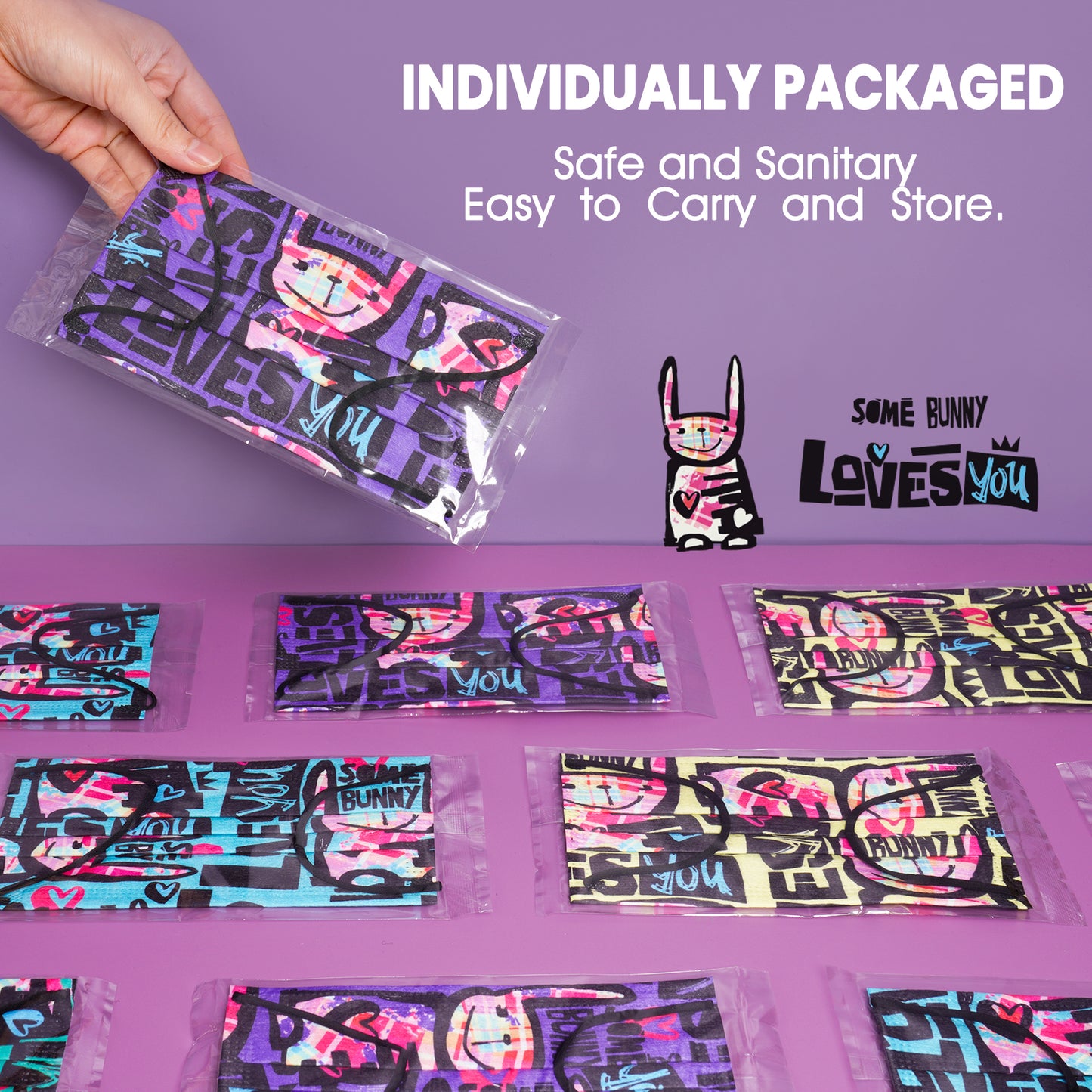 Adult Disposable 60PCS Unisex Punk Rock Rabbit Individual Wrap Soft Fabric