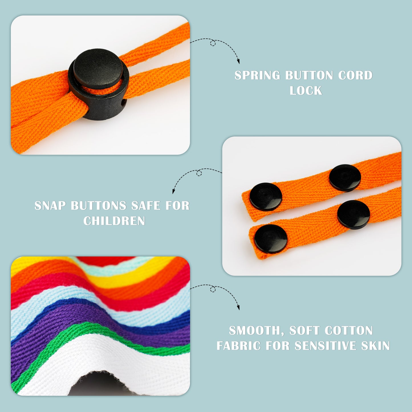 11 Colors Soft Cotton Adjustable Length Lanyards Safe Snap Button Holder Straps