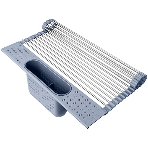 Roll Up Dish Drying Rack Utensil Holder Over The Sink Dish Drying Rack 17.7x14.7