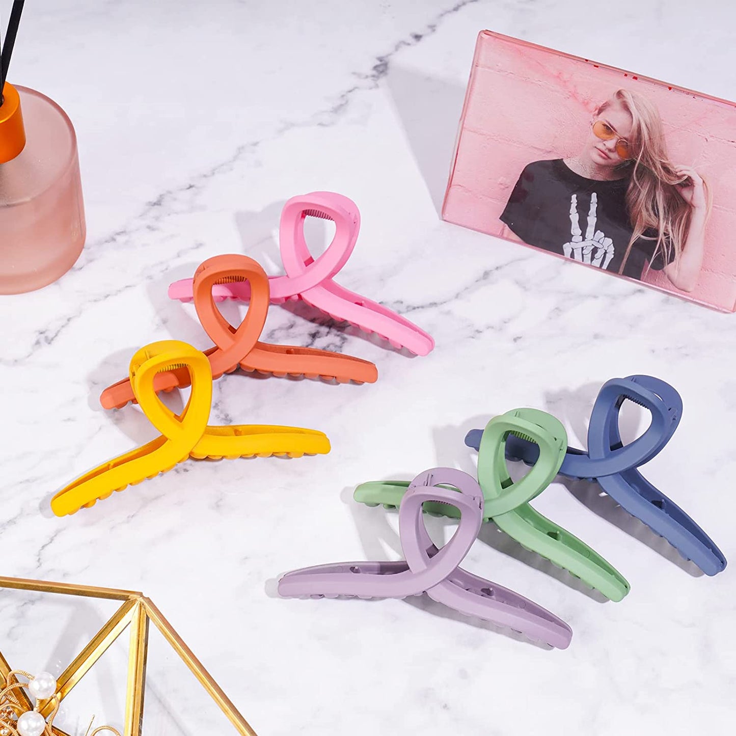 Hair Claw Clips 2 Style Banana Hair Cutout Claw Clip 12-Pack Non-Slip Hair Clamp