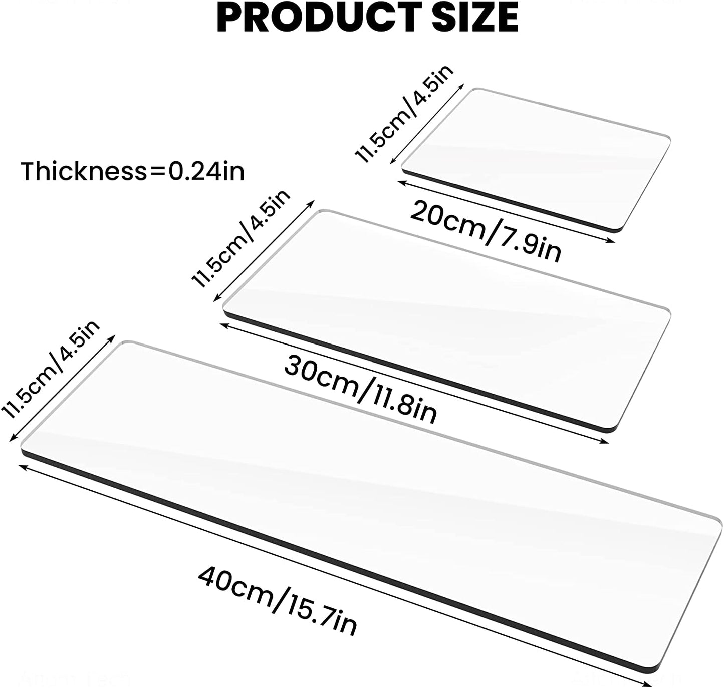 Floating Shelf 4PCS Acrylic Transparent Wall-Mount 0.2" Thick Invisible Display