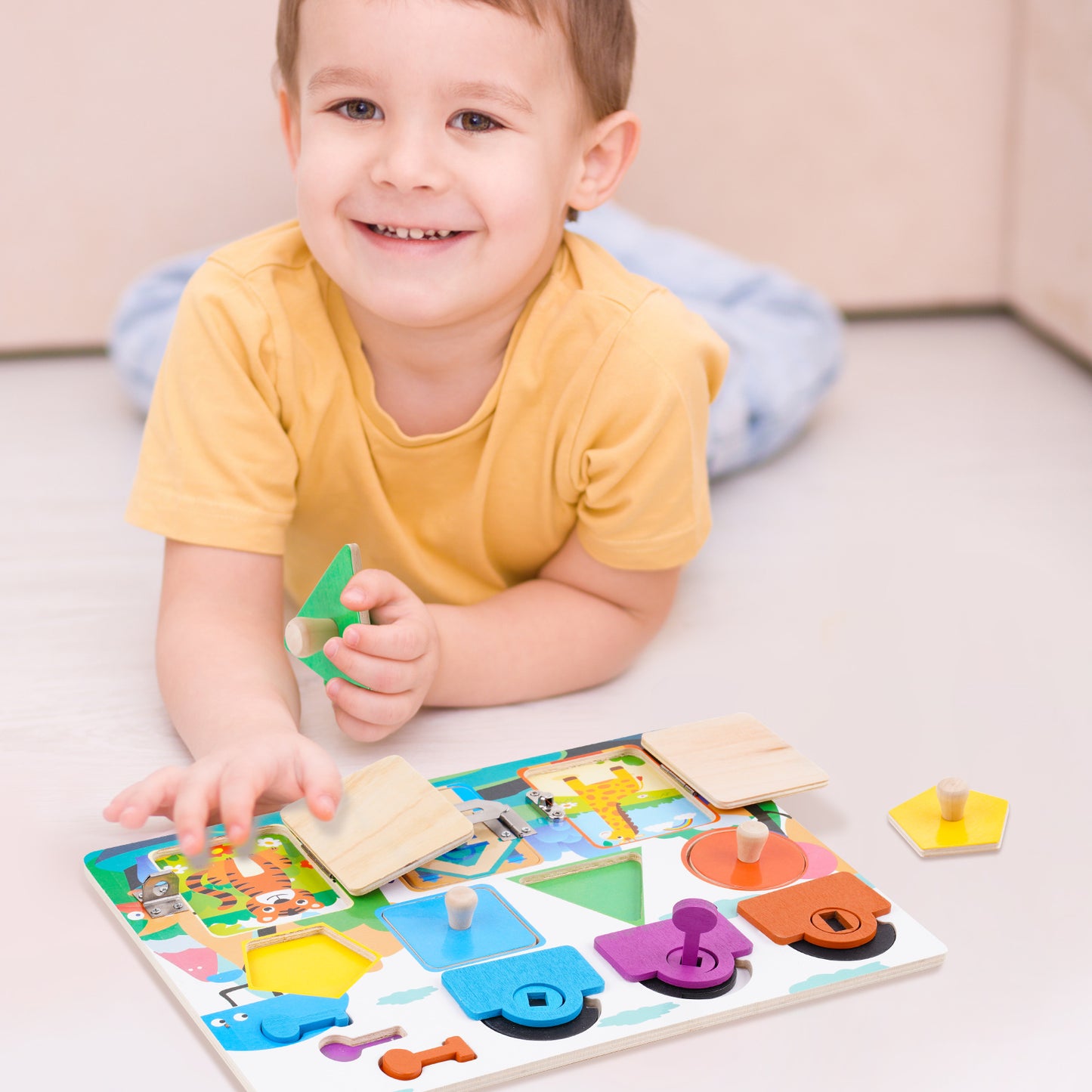 Busy Board Wooden Montessori Activity Sensory Toy Kids 3+, Locks & Latches
