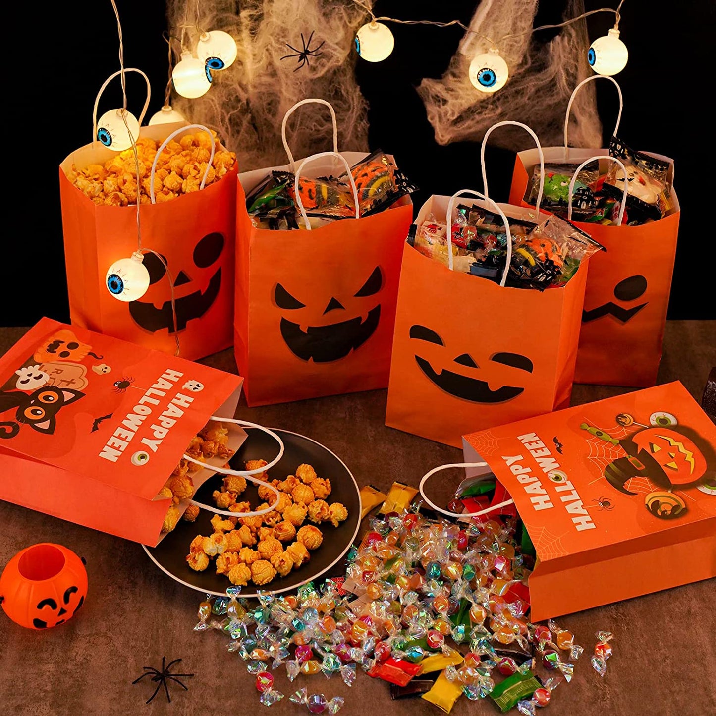 12PCS Halloween Pumpkin Paper Treat Bags Jack-o’-lantern Trick or Treat Holiday