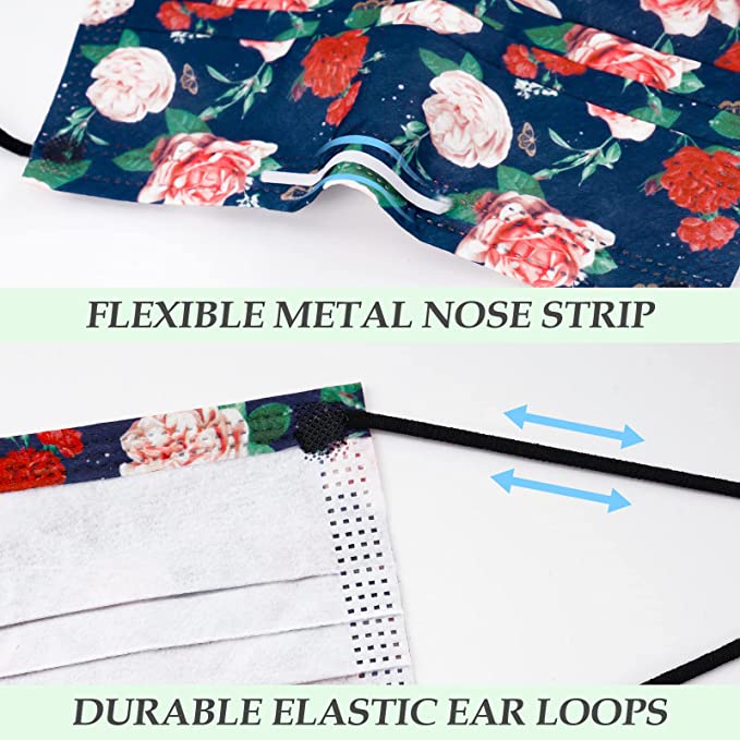 50PCS Adult Disposable s, Single Wrapped 2 Feminine Hand Drawn Flor
