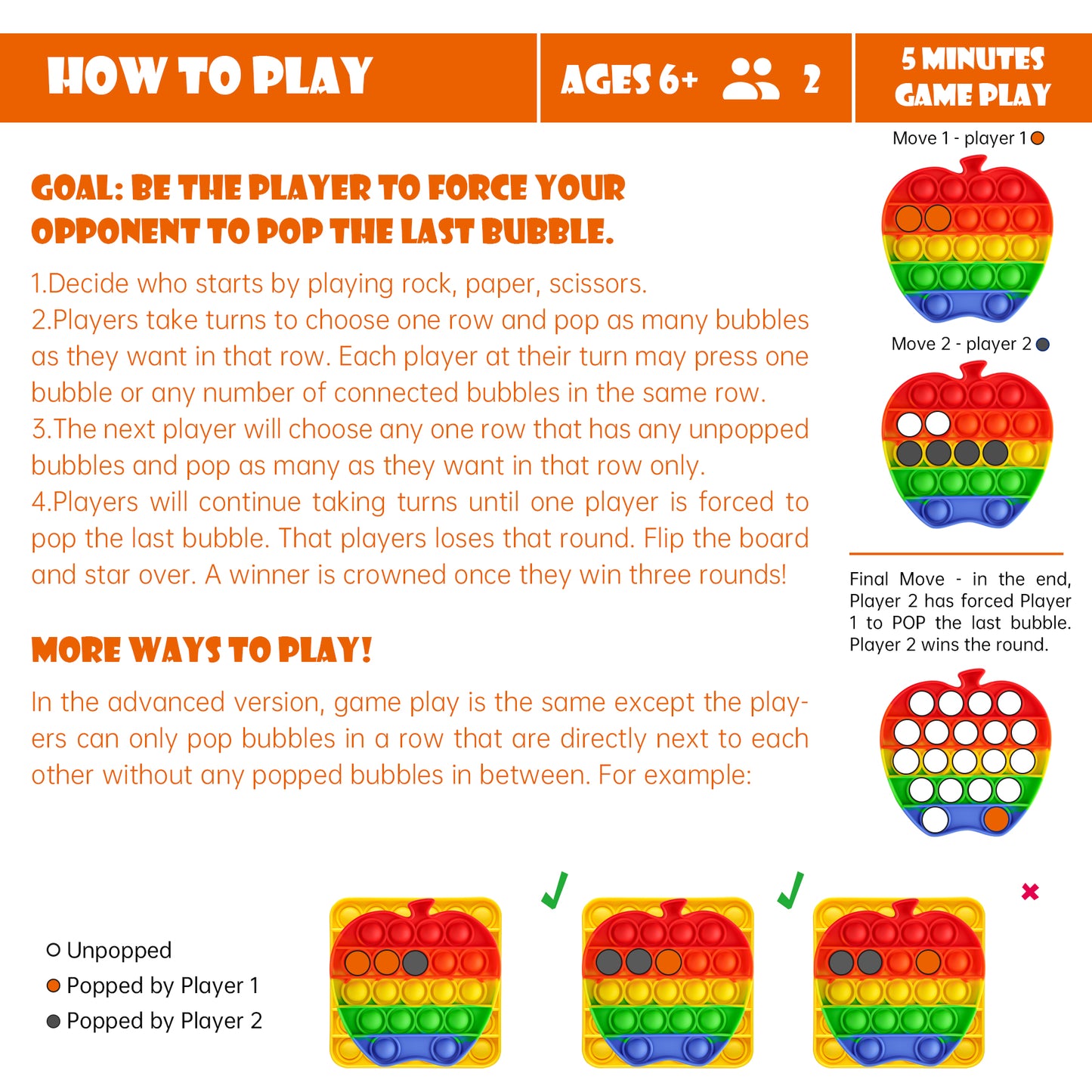 Fidget Pack 2PCS Push Pop Bubble Sensory Fidget Toys, for Special Needs Stress