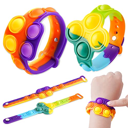2PCS Silicone Push Pop Bubble Bracelet Fidget Toys, Two Sizes Wristband Squeez