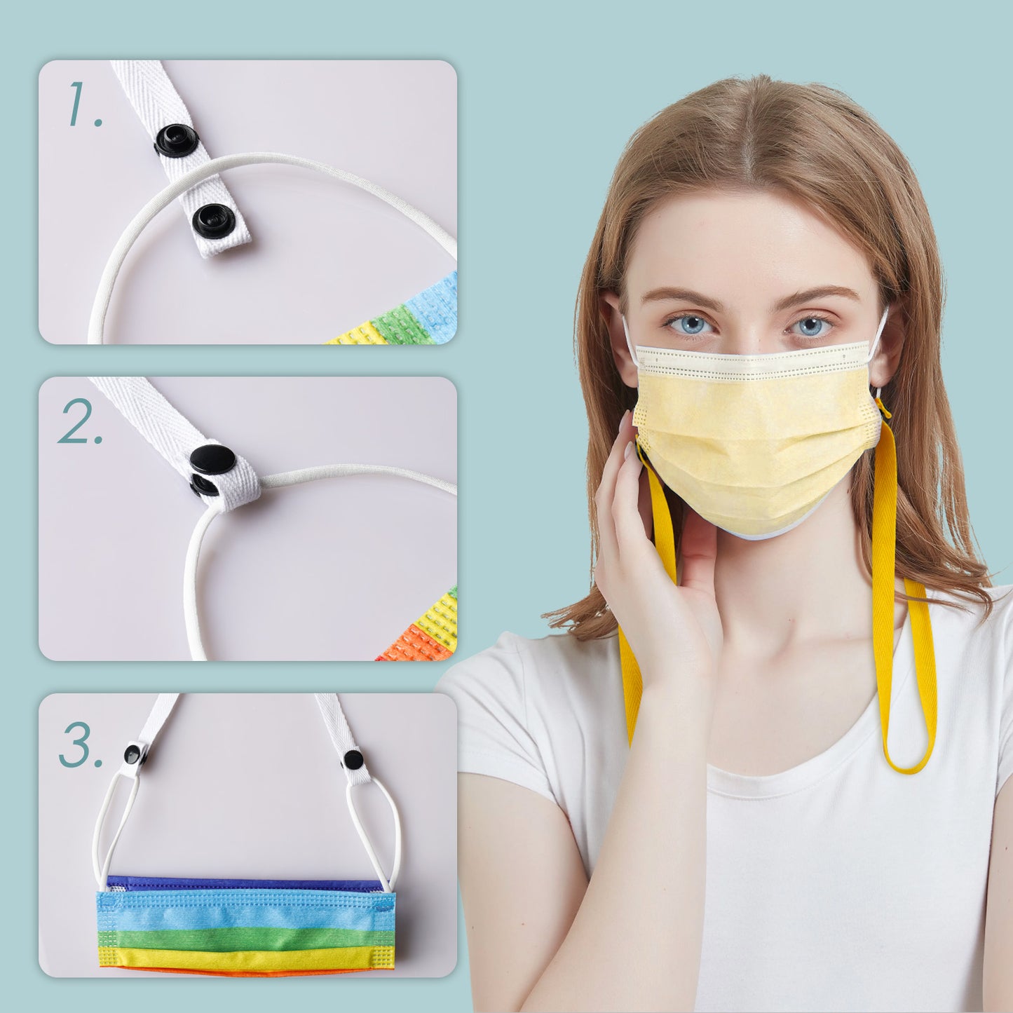 11 Colors Soft Cotton Adjustable Length Lanyards Safe Snap Button Holder Straps