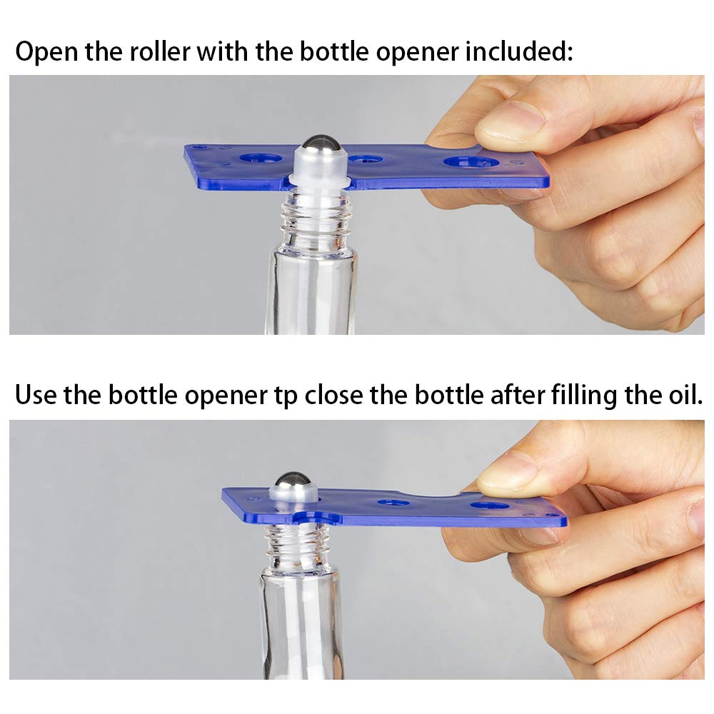 20-Pack 10mL Ultra Thick Clear Glass Essential Oil Roller Bottles w/Wood Grain P