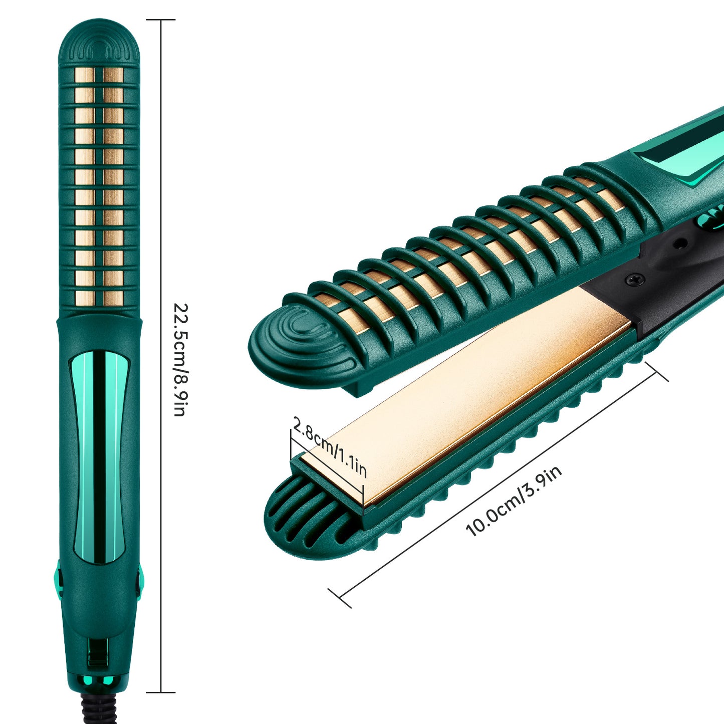 2-in-1 Hair Straightener Curler Professional Multi-Styler Flat Iron (Green)
