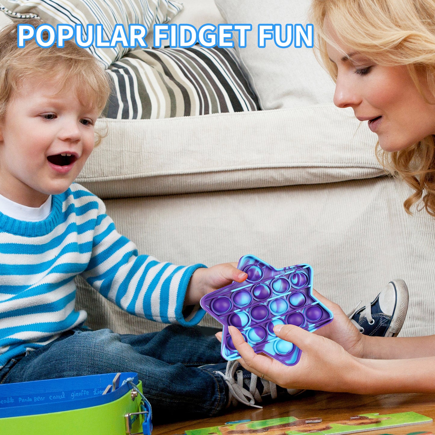 2PCS Silicone Push Pop Bubble Fidget Sensory Toys, 6-Pointed Star Sacred Hexag