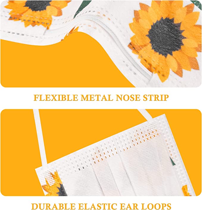 50-Pack Individually Wrapped Disposable Colorful Flower Patterns