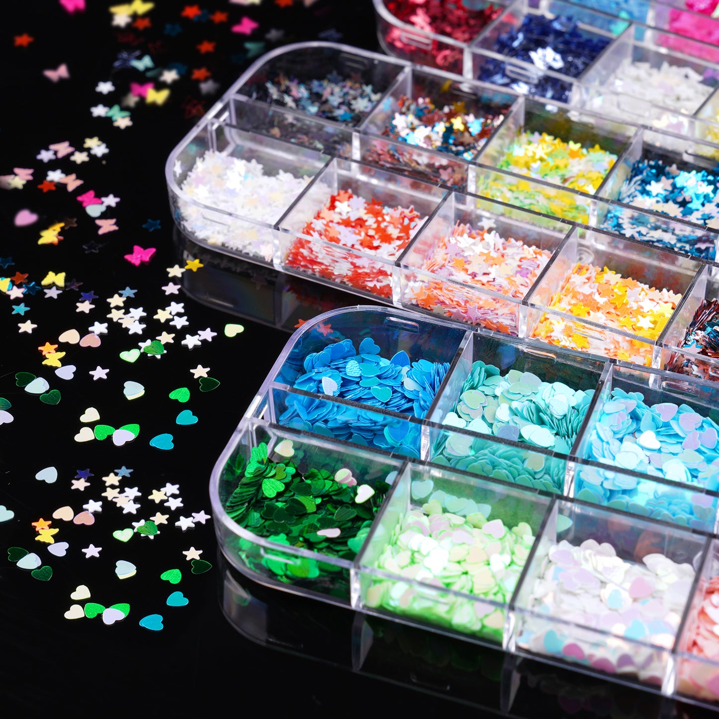 Nail Art Metallic Color Iridescent Glitter Sequin Laser Flakes Variety Pack,Mult