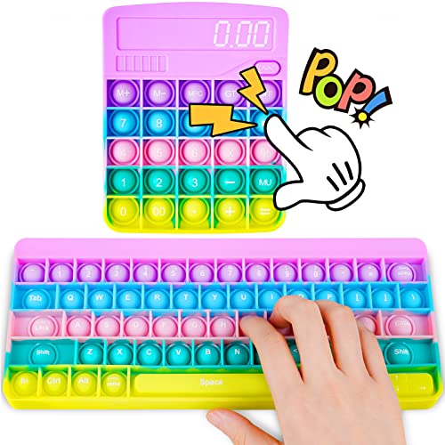 2PCS Silicone Keyboard & Calculator Bubble Push Popper Fidget Sensory Toys for