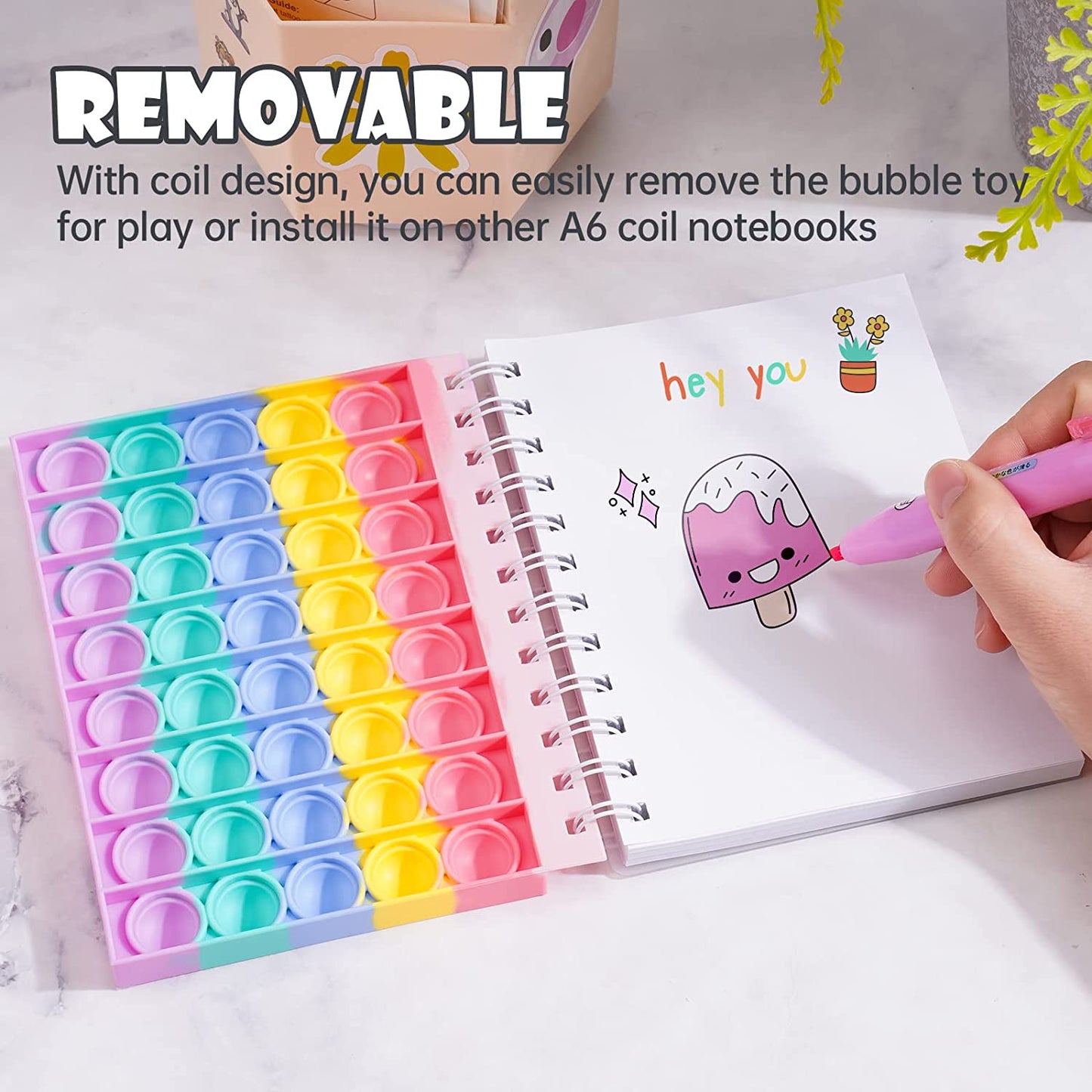 Push Pop Bubble Notebook Fidget Sensory Toy A6 Journal 80 Sheet Silicone Notepad