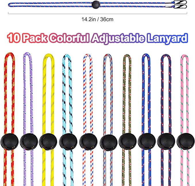 10PCS 14" Long Round Lanyard Holder with Sliding Cord Lock Mixed Colors