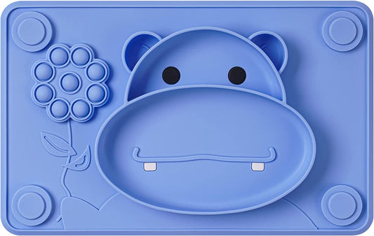 Toddler Food Grade Silicone Suction Plates for Baby Pop It Divided Placemat Dish