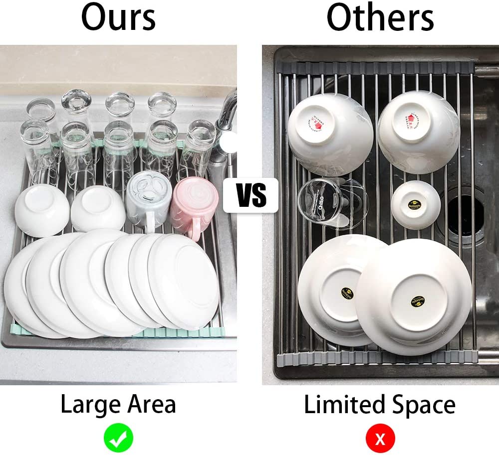 Roll Up Foldable Dish Drying Rack 17.7x 15.5 Rollable Dish Rack Multipurpose
