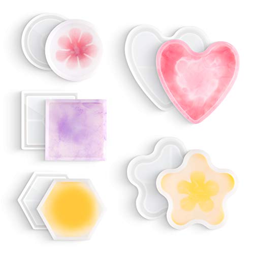 Coaster Mold with Raised Edges, DIY Epoxy Resin Casting Silicone Molds Heart/R