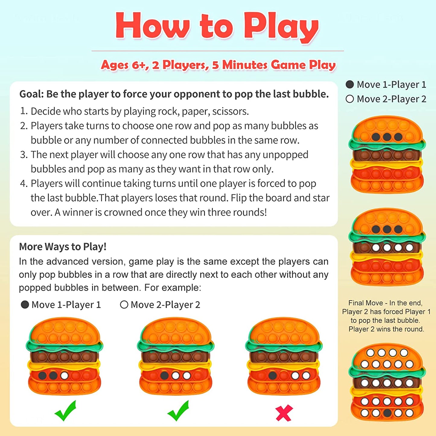 Silicone Pop Bubble Fidget Toy 3PCS Fast Food Shapes Sensory Toys Stress Reducer