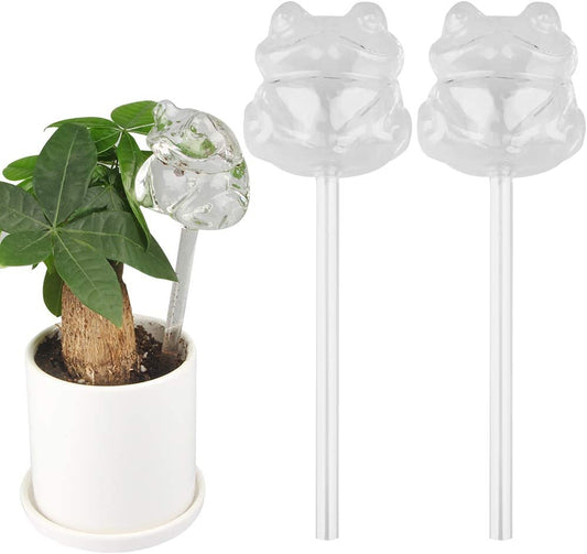 Self Watering Globes 2PCS Frog Plant Waterer Durable Clear Glass Aqua Bulbs