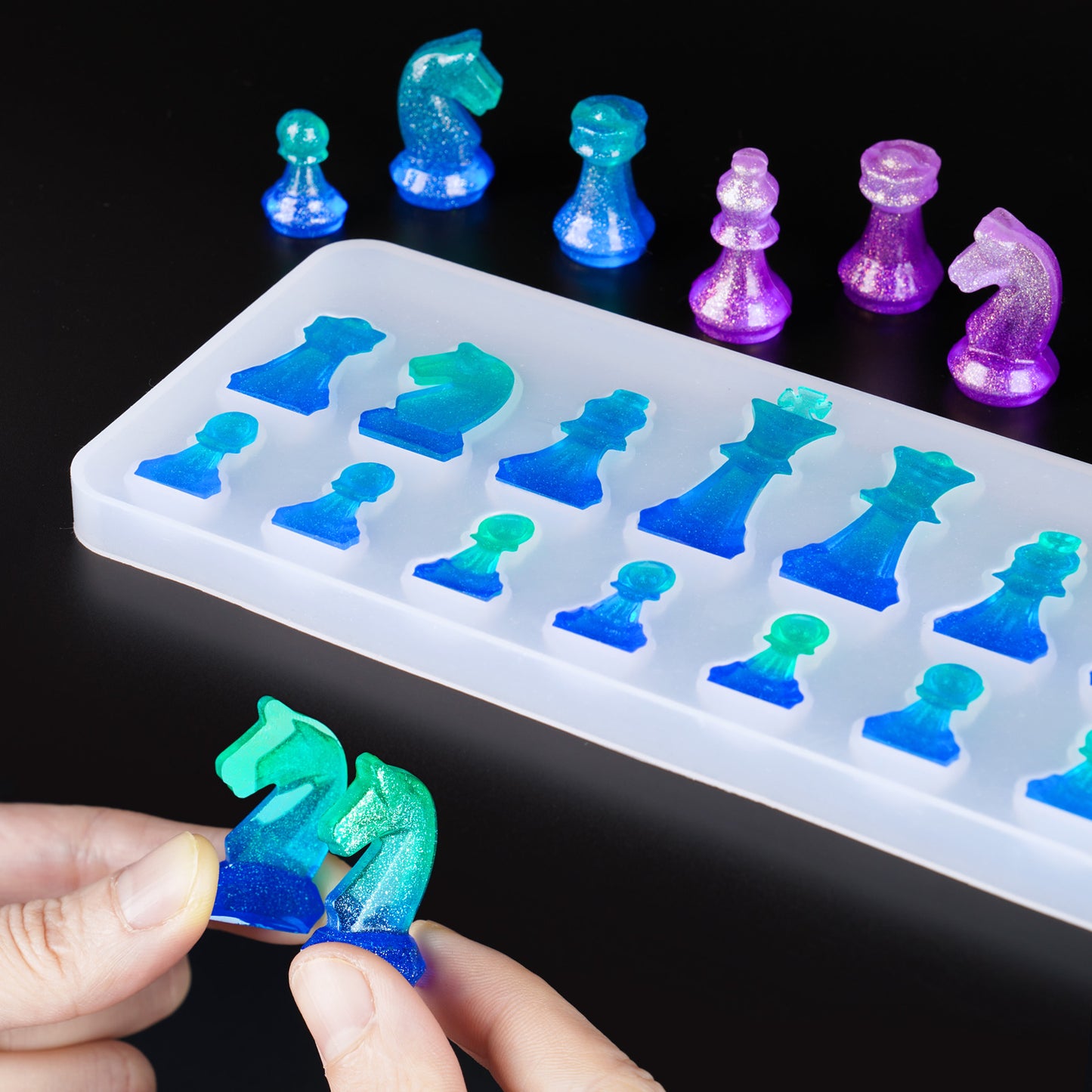 Chess Board Mold Resin Casting 12.4"x12.4" Soft Silicone 3D Art DIY Crafts
