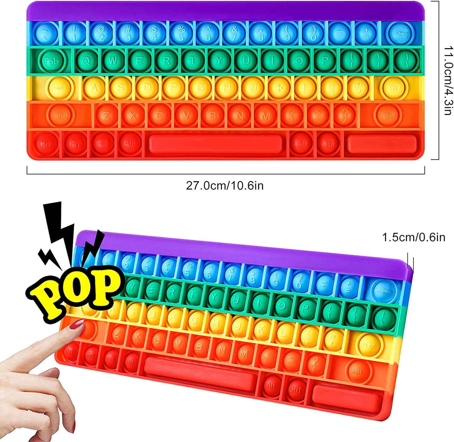 Silicone Keyboard Push Pop Bubble Fidget Sensory Big Size 10.6"x4.3" Fidget Toy
