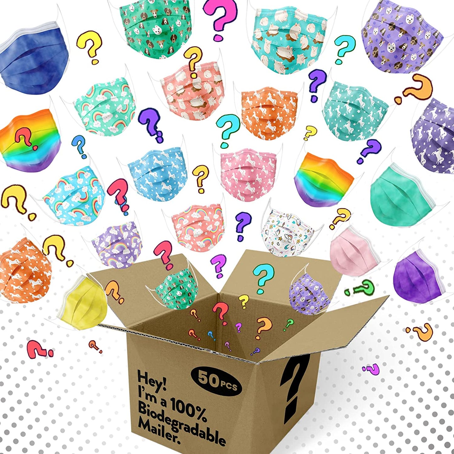 50PCS Kids Disposable Box Unisex Individually Wrap Random Print Surprise Variety