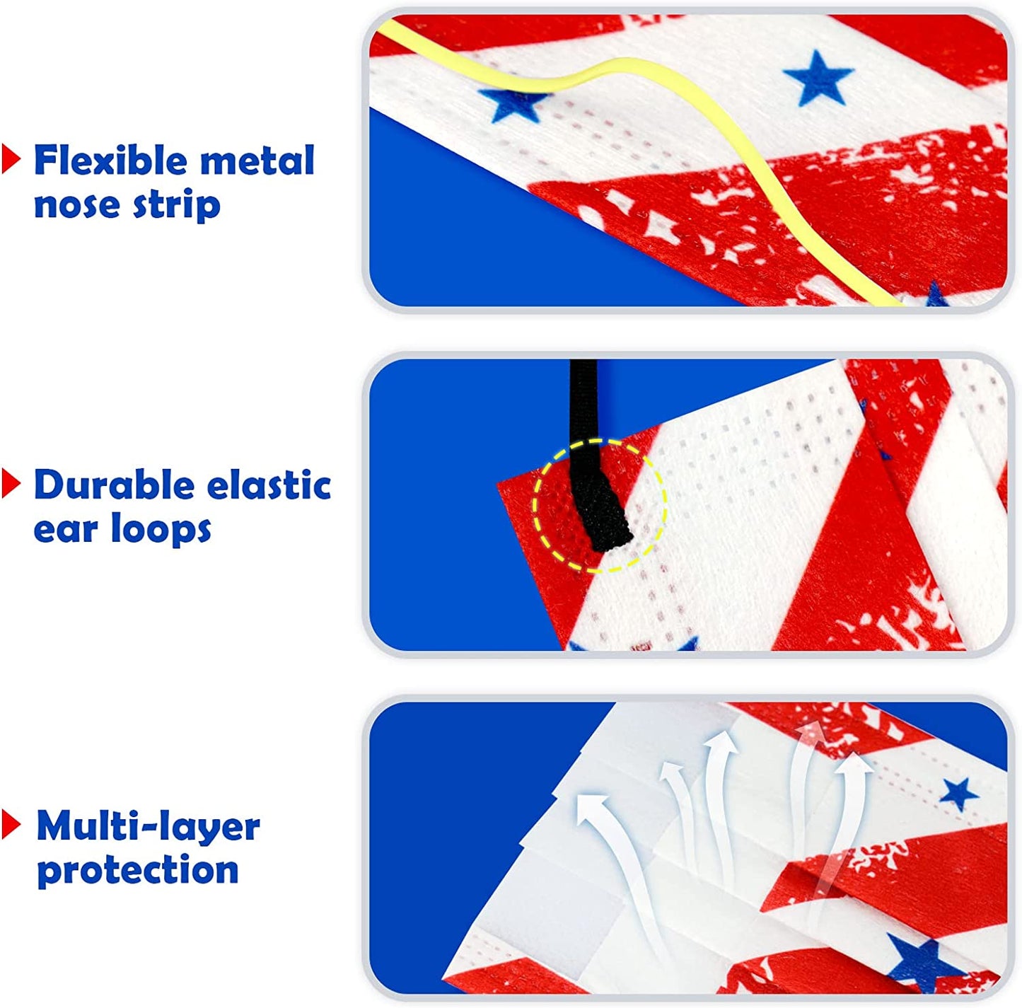 Adult USA Flag Protect Disposable 60PCS Breathable Skin Friendly Individual Wrap