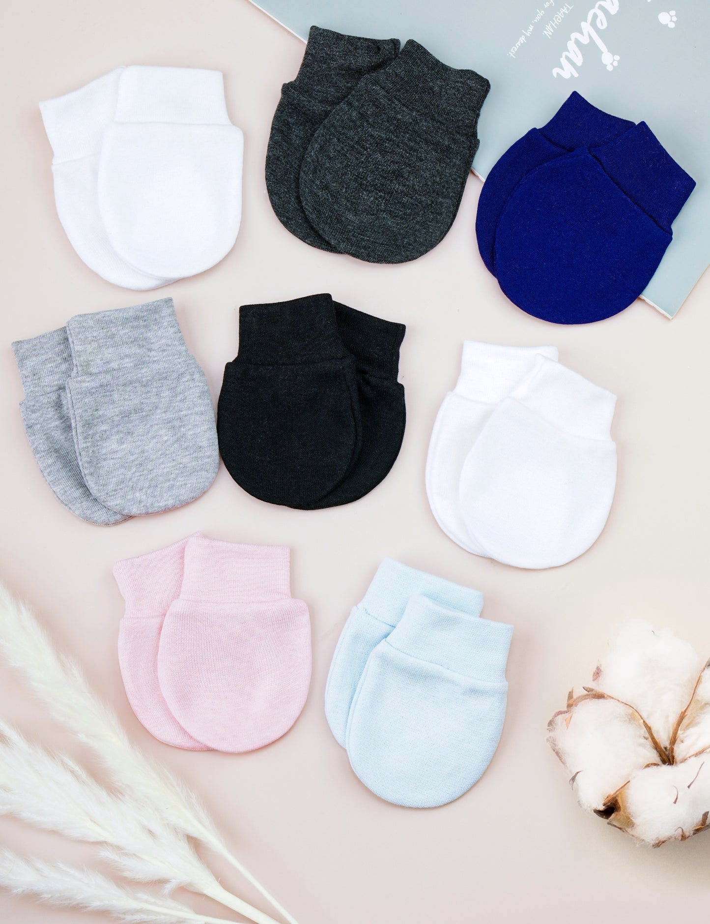 8 Pairs Mittens for 0-6 Months Newborn Baby Boys & Girls, Unisex Soft CVC Cott