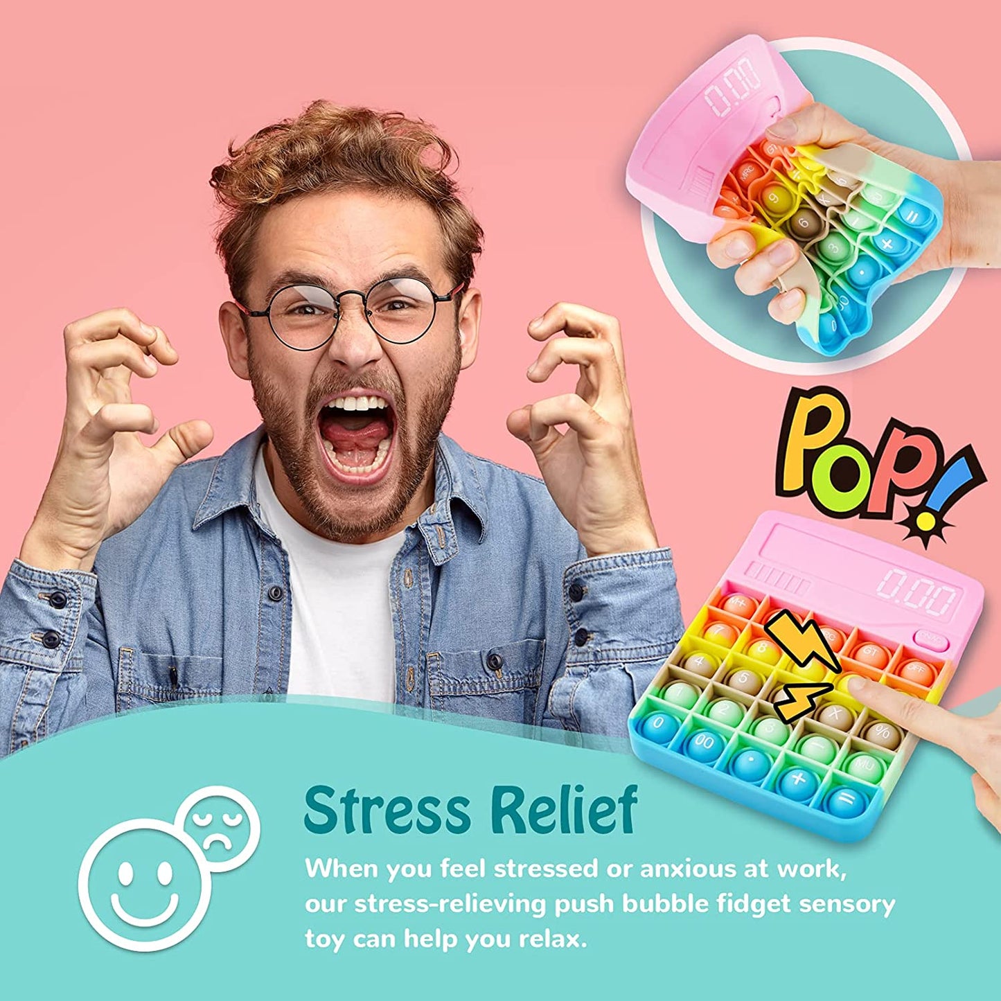 Calculator Silicone Bubble Push Pop Fidget Sensory Toy 5.6x4.5 Soft Pop Novelty