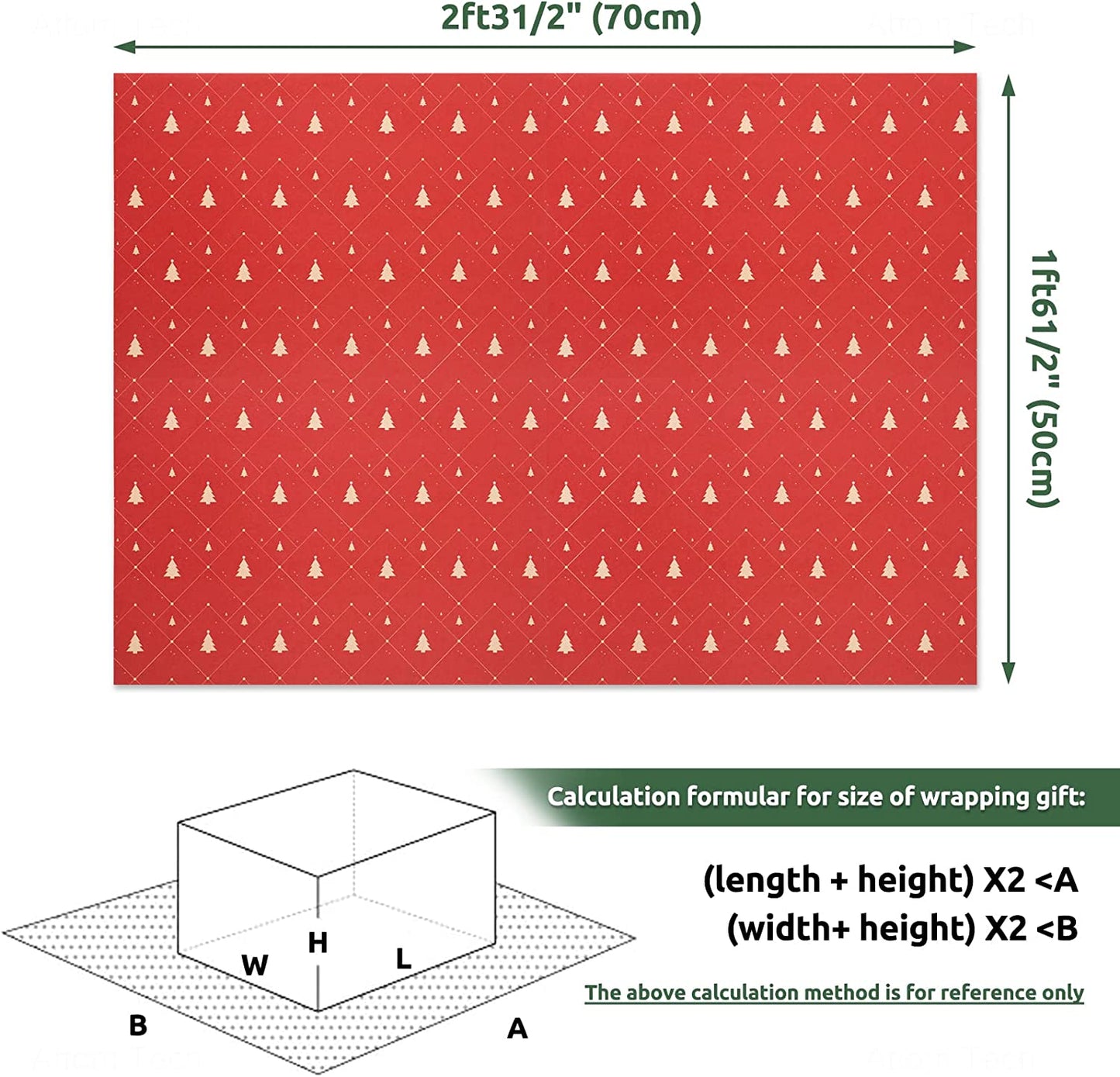 Christmas Holiday Wrapping Paper 8 Pattern 28x20 Matte Glossy Finish Kraft Paper