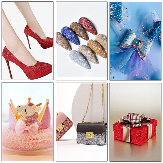 25-Color Faux Long-Lasting Glitter PU Leather Sheets Sinny for Trendy Luggage, B