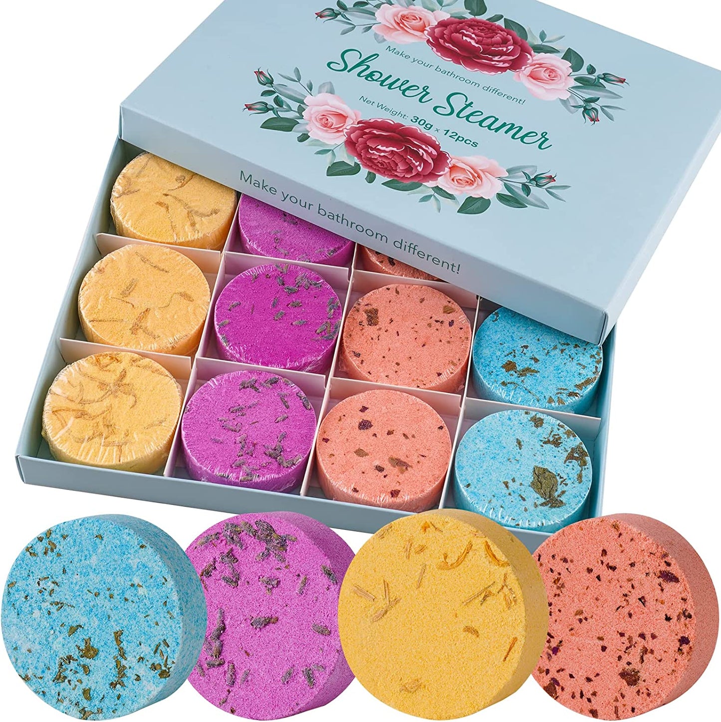 Aromatherapy Shower Steamer Melts Gift 12-Pack Essential Oil Blends Shower Bomb
