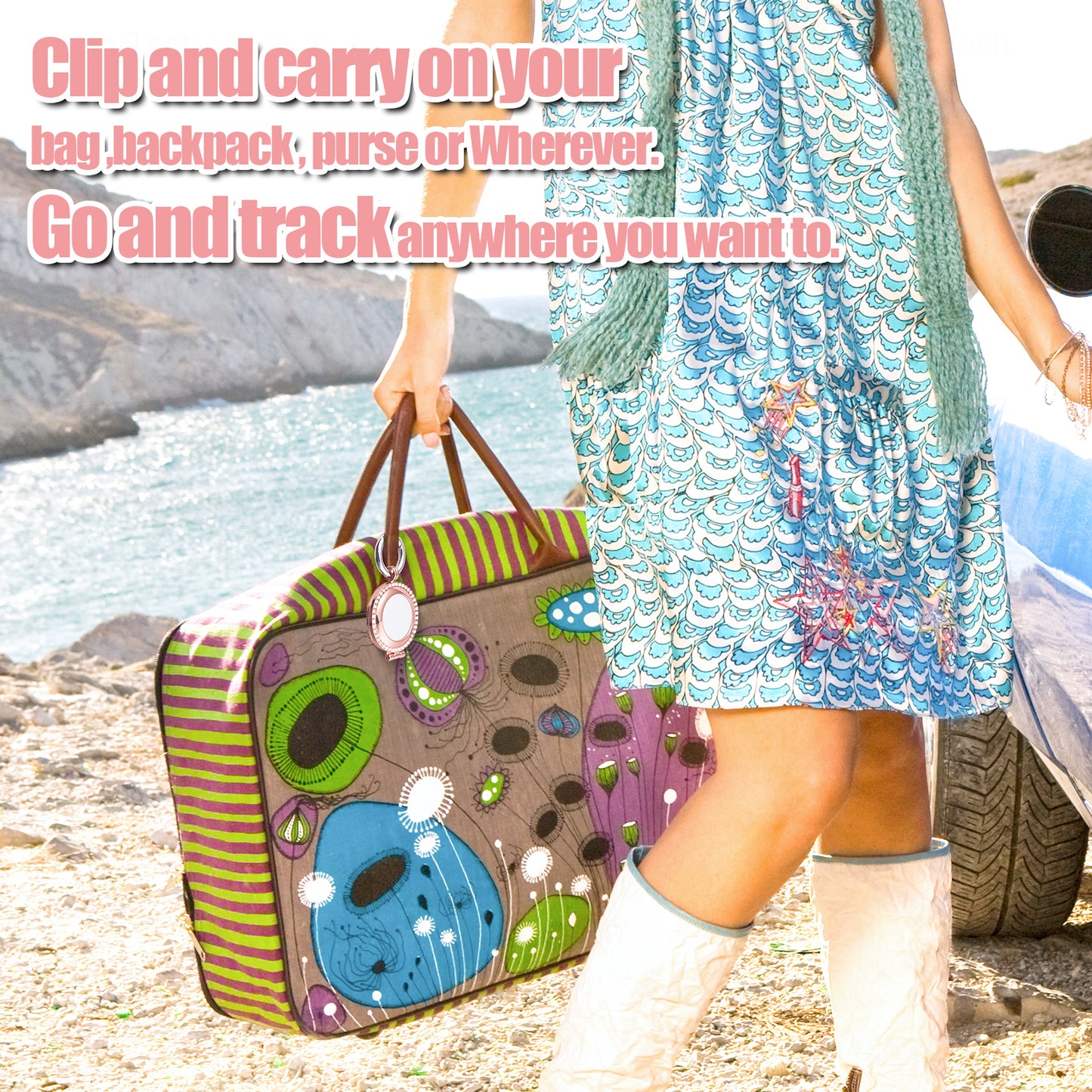 (Case Only) Alloy Metal Rhinestone Protective Case for Apple AirTag (Rose Gold)