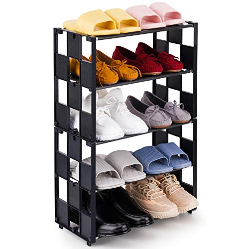 5-Tier Shoe Rack Stackable and Adjustable Lightweight Space Saving Metal Shoe