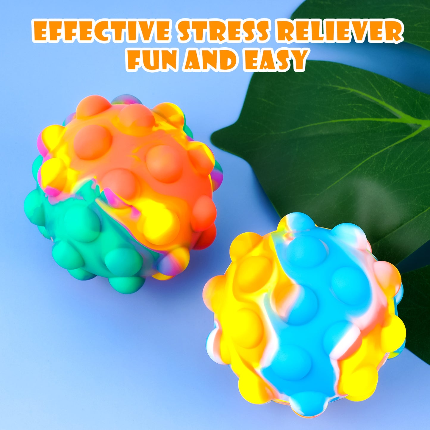 2-Pack Push Pop Bubble Fidget Ball Sensory Toys, Interactive 3D Bouncing Ball