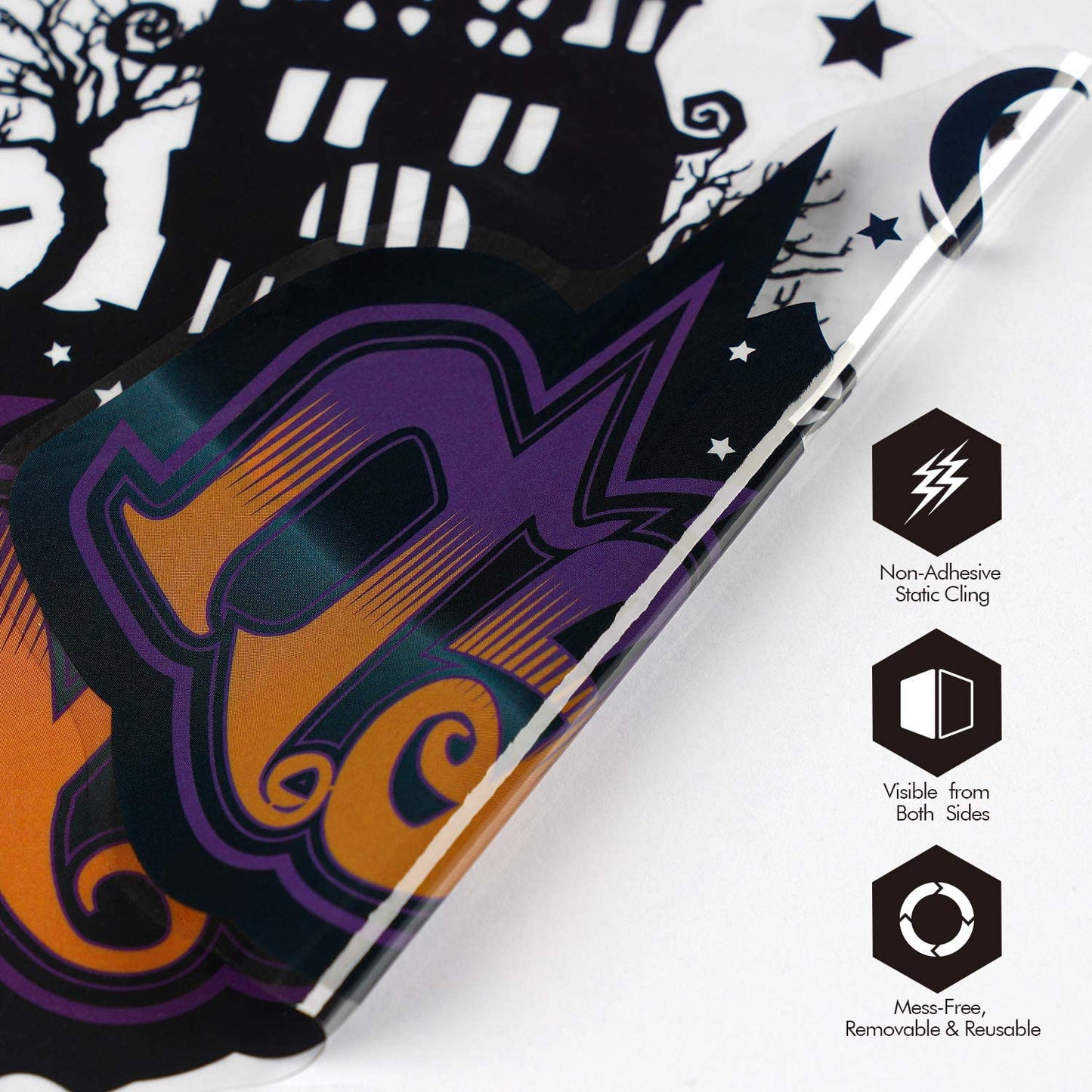 Halloween Decor 72PCS Removable Reusable Double-Side Non-Adhesive Window Clings