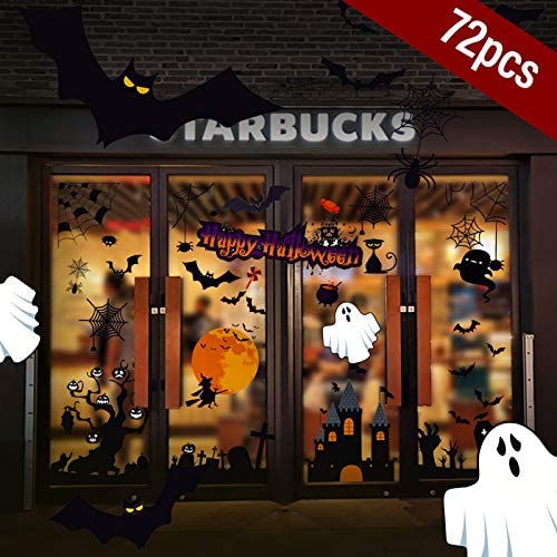 Halloween Decor 72PCS Removable Reusable Double-Side Non-Adhesive Window Clings