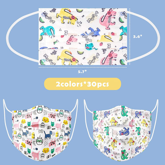 Kid 60PCS Disposable Fashion Cartoon Cat Dinosaur Multicolor Individually Packed