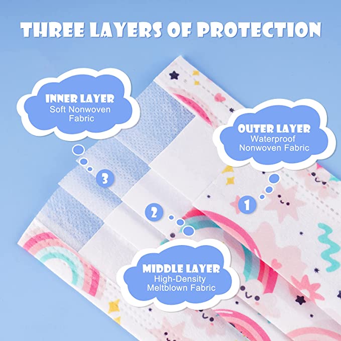 50PCS Kids Watercolor Rainbow Single Wrap Disposable Cute Unicorn Heart Flower