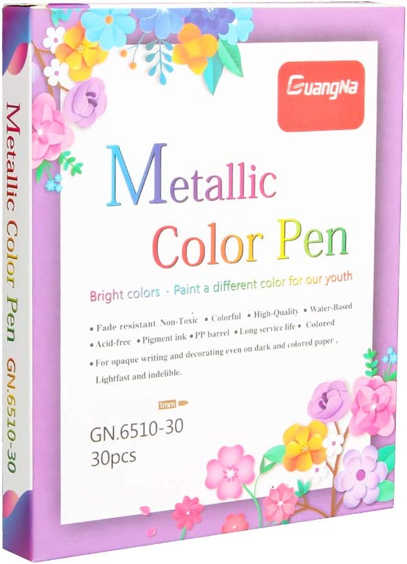 Metallic Marker Pen 30 Colors Set Glitter Paint Drawing Marker (Fine Tip Hard)