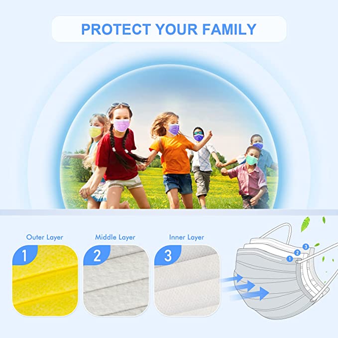 70PCS Kids Disposable Protective Individually Packed 5 Colors Lightweight Unisex