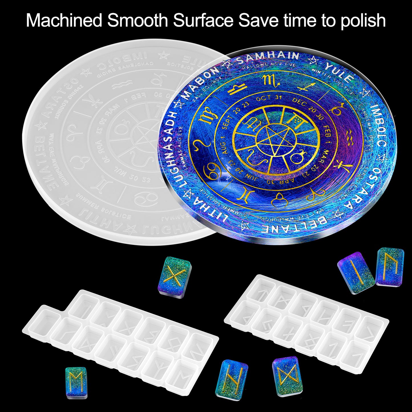 Epoxy Resin Silicone Molds DIY Casting Rune Stone Pendant Zodiac Constellation