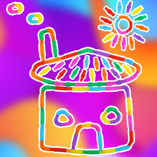 98PCS Mini Pop Tube Sensory Fidget Toy Set, Multicolor 0.8" Stretchable Pipe P